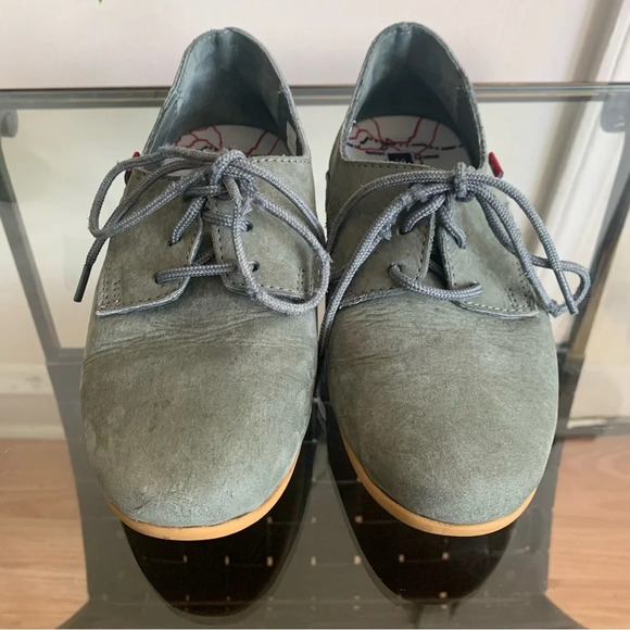 Oliberte Minsha Olive Green Nubuck Leather Oxford Lace up Loafers Size 36 - Picture 3 of 13